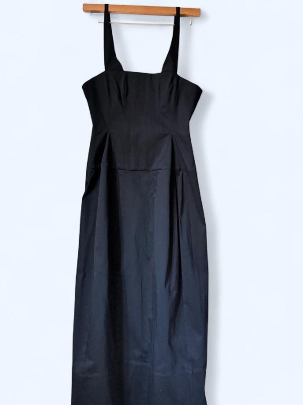 NWT TIBI Black Square-Neck Maxi Cotton Zip-Up Dress size 0